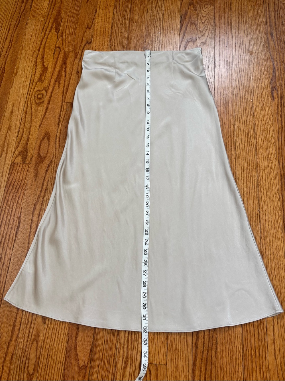 Quince Luxury Modern Feminine 100% Silk Champagne Satin Pull On Midi Skirt Sz M - Picture 13 of 16